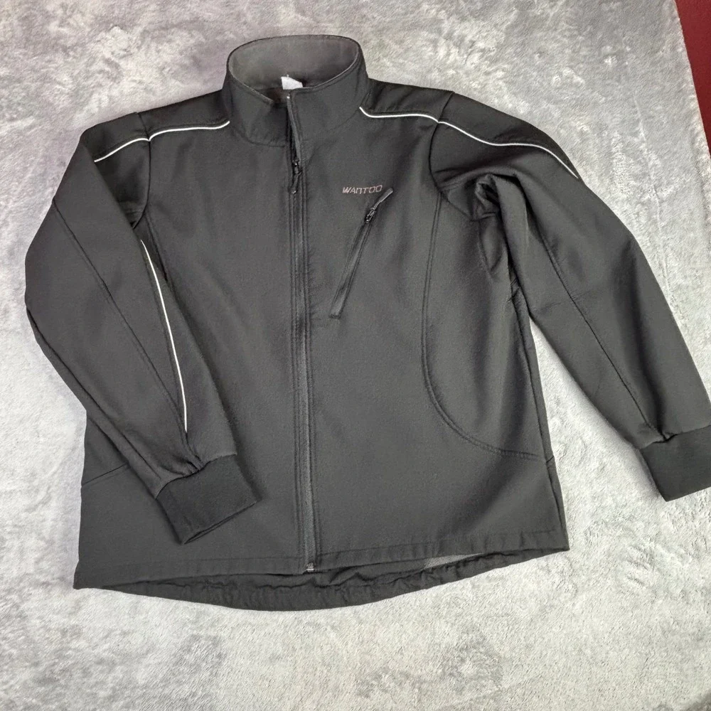 Wantdo‎ Softshell Jacket Men XL Black Fleece Lined Full Zip Outdoor Hiking Coat